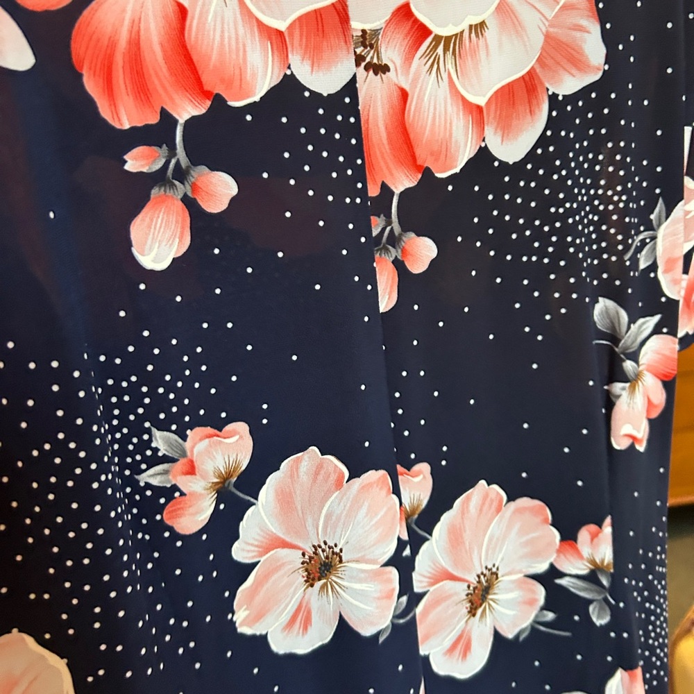 Navy Floral Sheath Dress with Pink Cherry Blossoms Party Dress - Picture 8 of 8